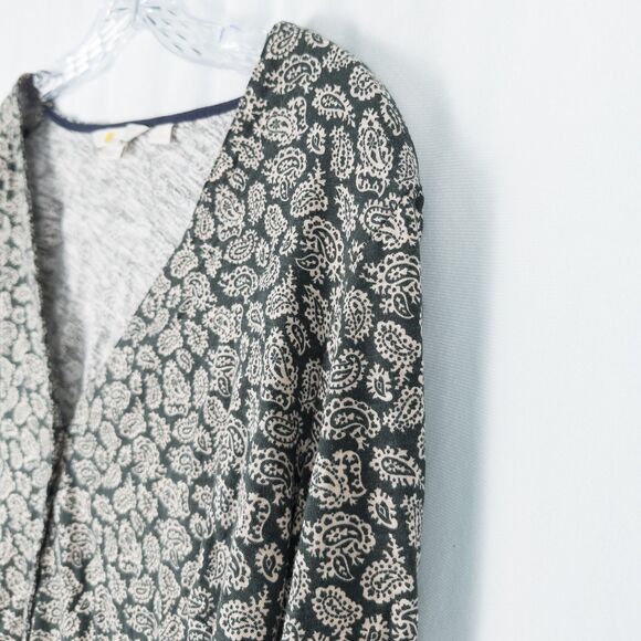 Boden Button Front Cotton Long Sleeve Paisley Top Womens 20/22 (XL) Green Boho - Picture 10 of 15